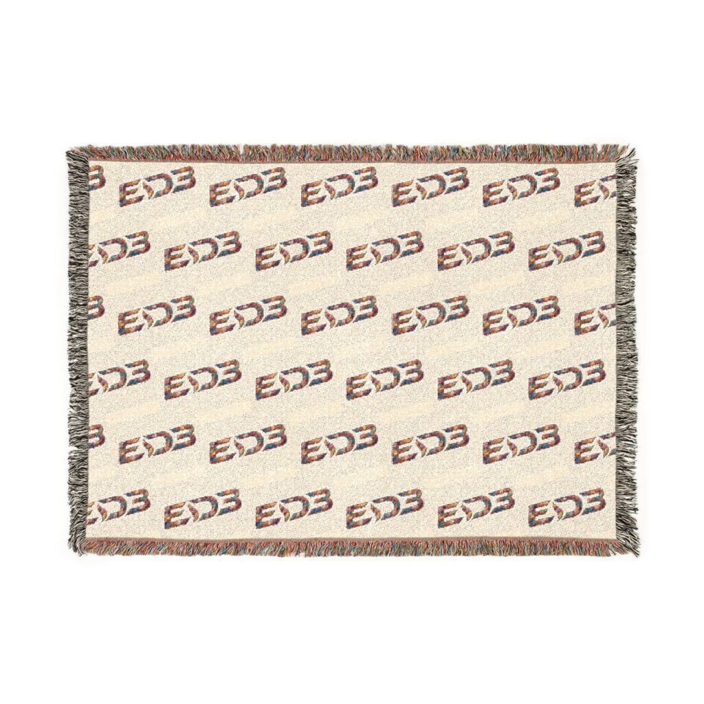 ED3 Patterned Woven Throw Blanket — Repeating 'EDE' Logo Design