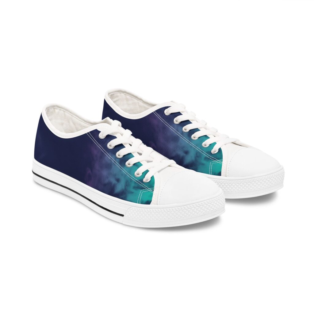Women's Low Top ED3 Sneakers — Teal Navy Galaxy Print Casual Canvas Shoes