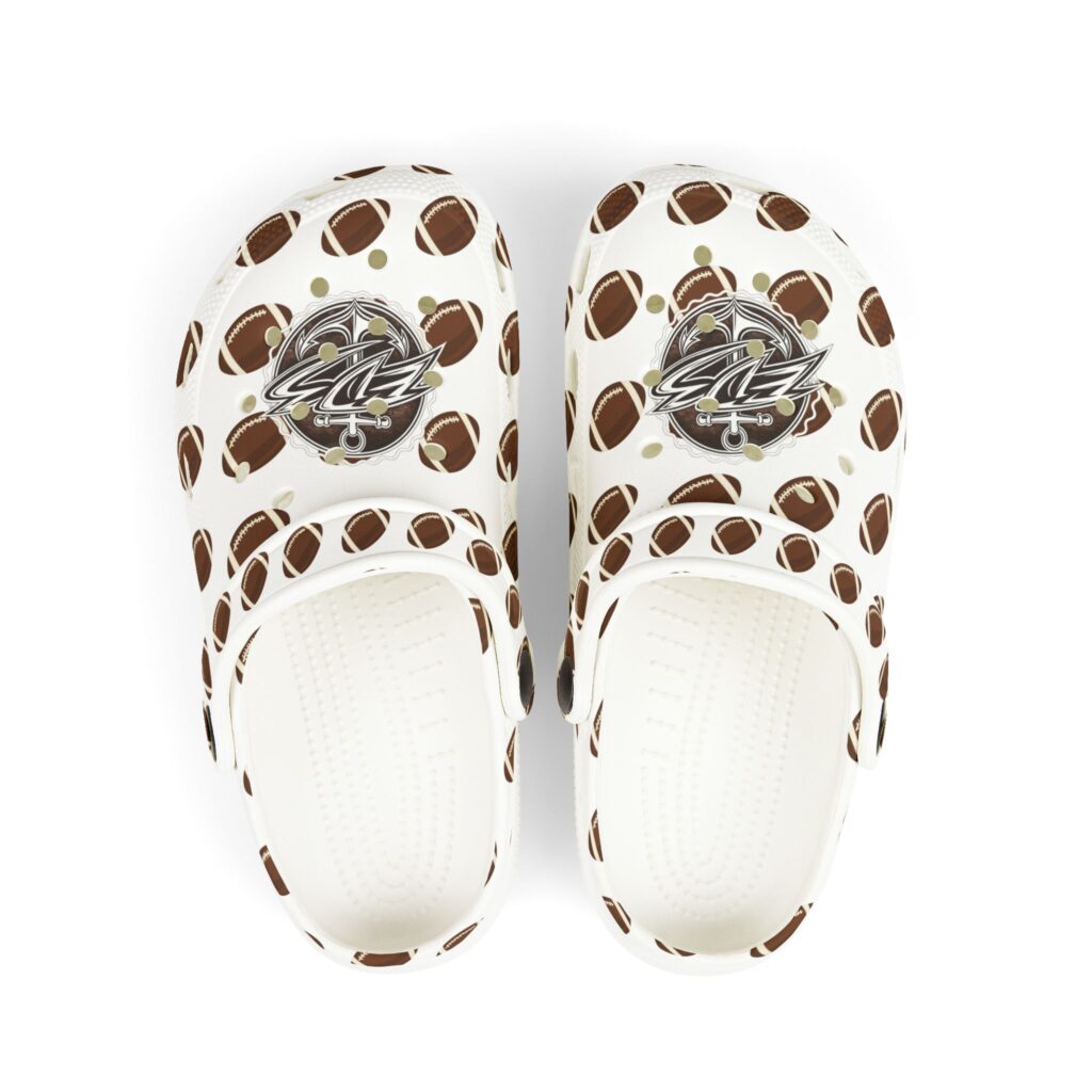 Kids Football Print ED3 Foam Clogs — Sports Pattern Slip-On Shoes