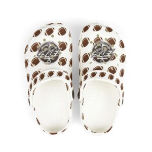 Kids Football Print ED3 Foam Clogs — Sports Pattern Slip-On Shoes
