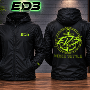 ED3 Anchor Crest Windbreaker Jacket — Neon Green ED3 Logo