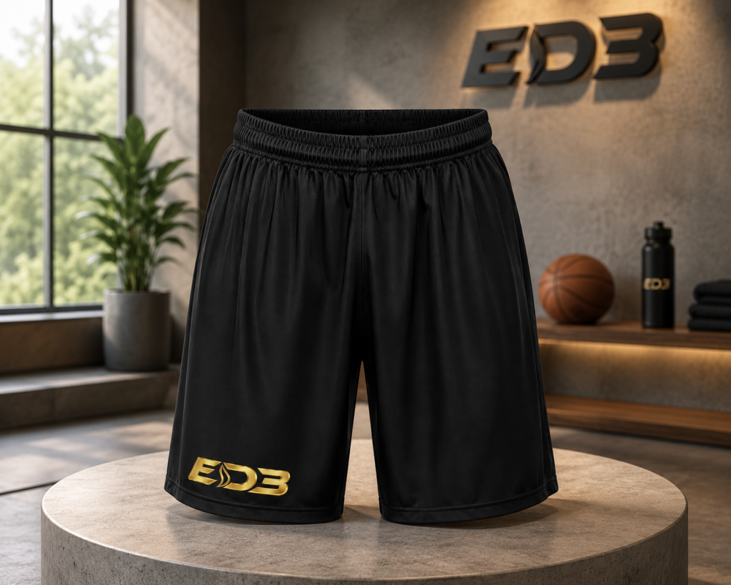 ED3 Basketball Shorts — Black Athletic AOP