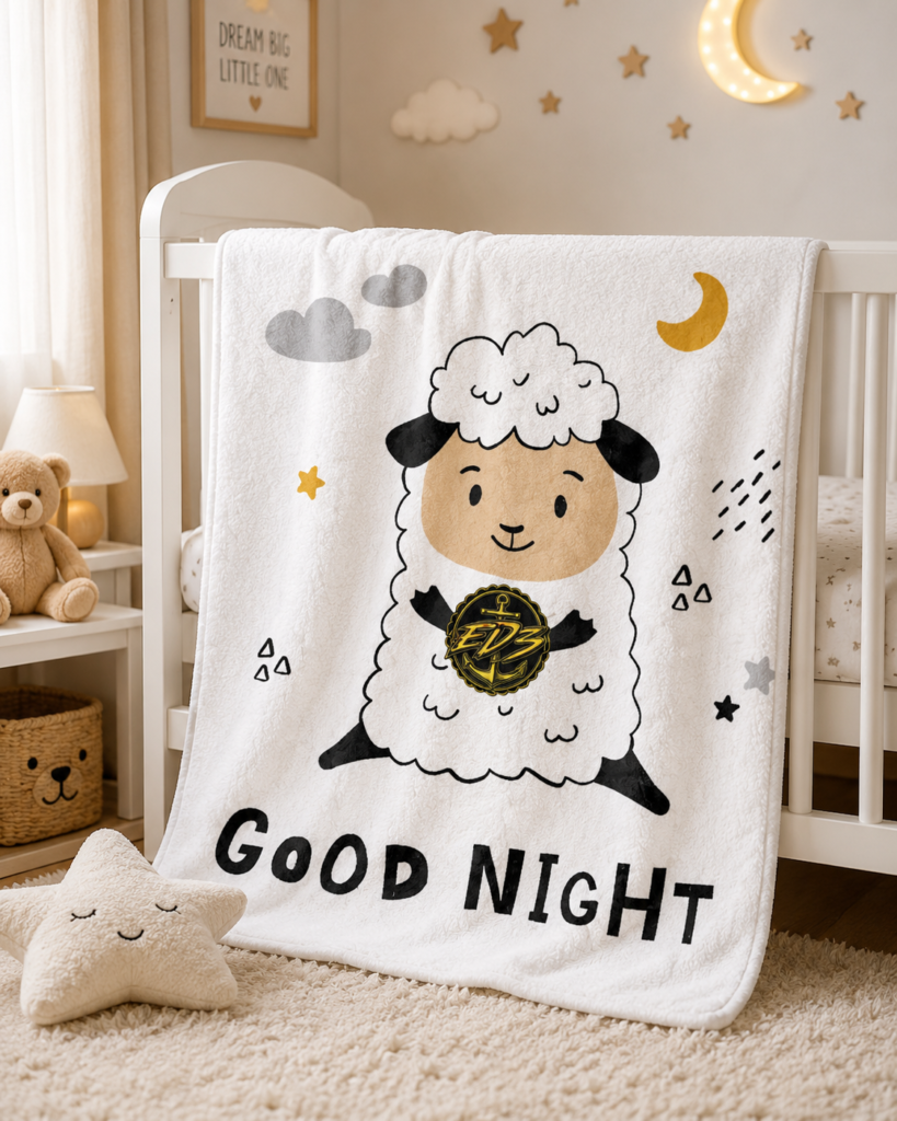 Good Night Sheep Microfiber Blanket — Cute Kids Bedtime Throw
