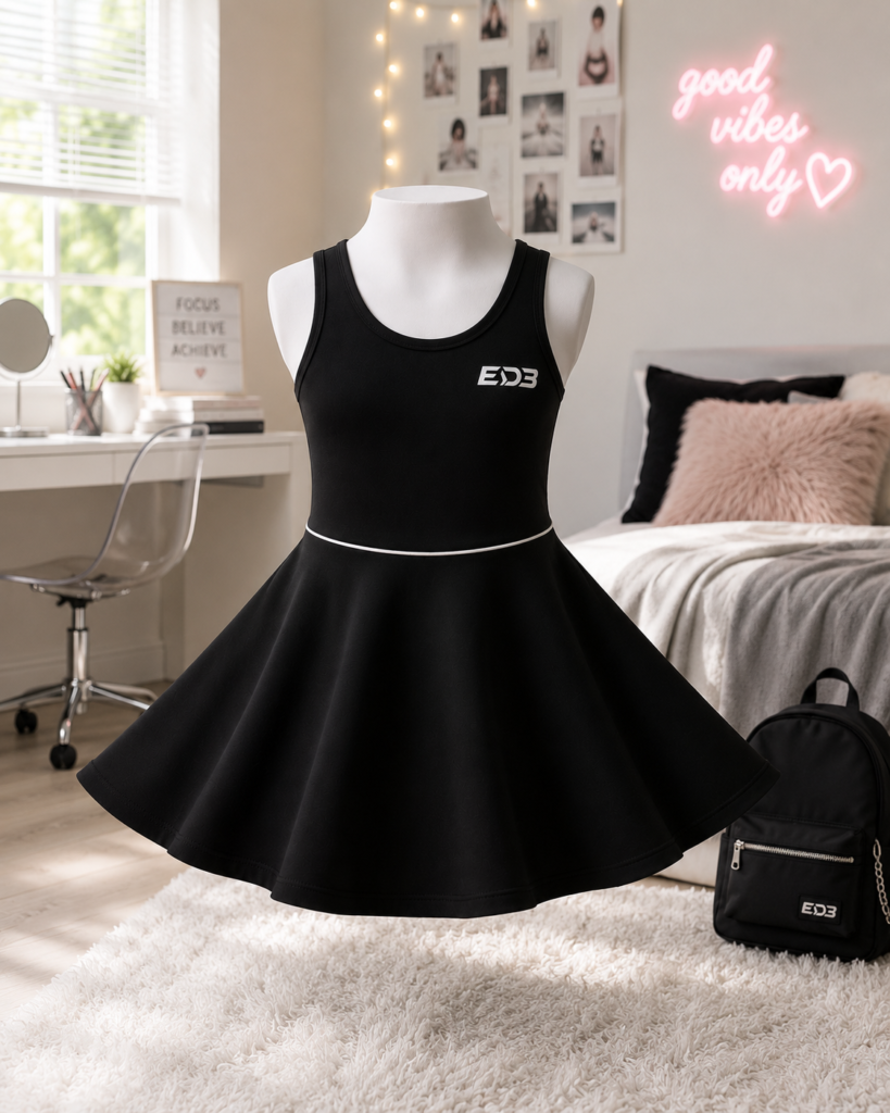 Girls' Black ED3 Tank Sundress — Little Girls' A-Line Everyday Dress