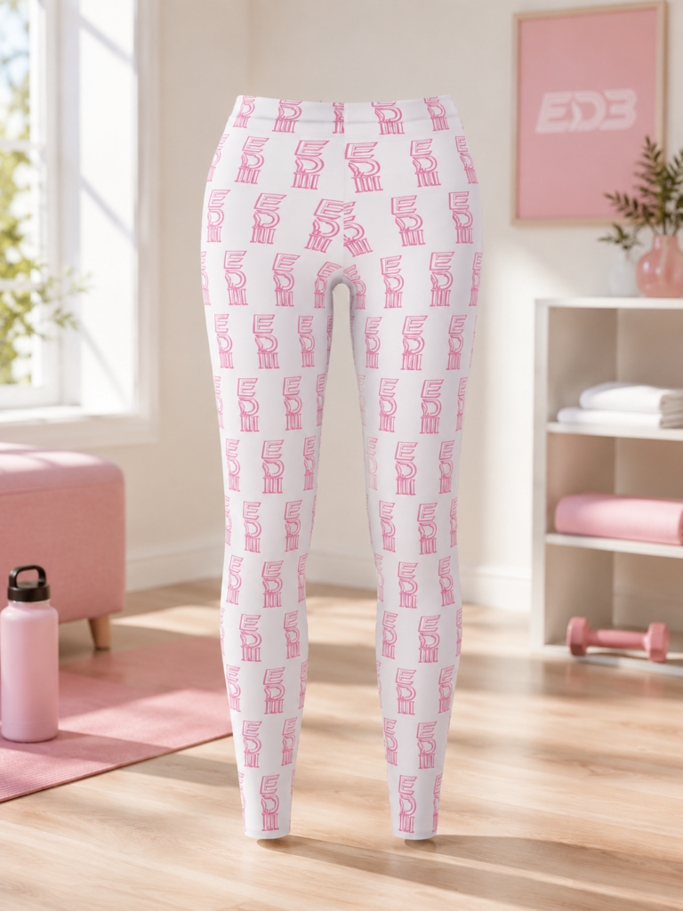Pink 'ED3' Pattern Leggings — Women's Casual All-Over Print