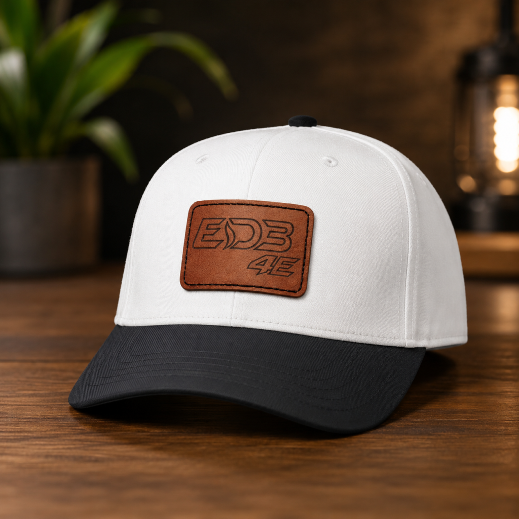 Leather Patch Baseball Cap – EDB 4E Logo Mid-Profile Hat