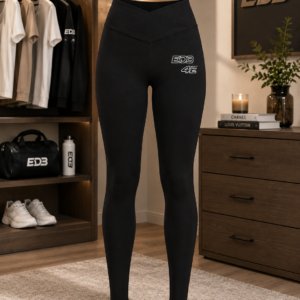 ED3 Luxury Women’s Leggings — Minimal White '4K' Side ED3 Logo Athletic Tights