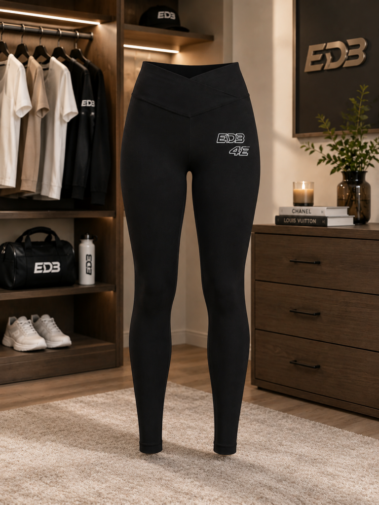 ED3 Luxury Women’s Leggings — Minimal White '4K' Side ED3 Logo Athletic Tights