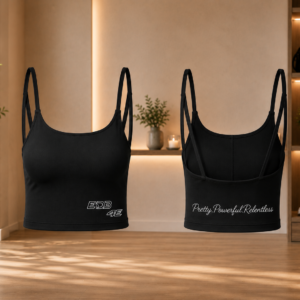 Women's luxury ED3 Bra — Minimal Black Cropped Bralette with 'EDB 4E' Graphic