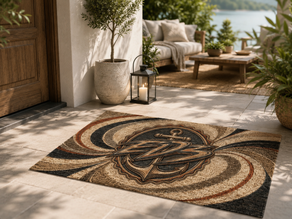 ED3 Anchor Outdoor Rug — Boho Patio Mat for Porch, Deck, Beach House