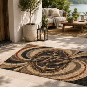 ED3 Anchor Outdoor Rug — Boho Patio Mat for Porch, Deck, Beach House