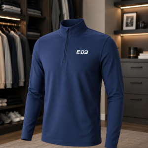 Men ED3 Quarter-Zip Pullover — Minimal Black ED3 Logo Performance Pullover