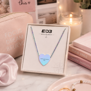 Engravable ED3 Heart Necklace — Personalized Sterling & Black Heart Pendant