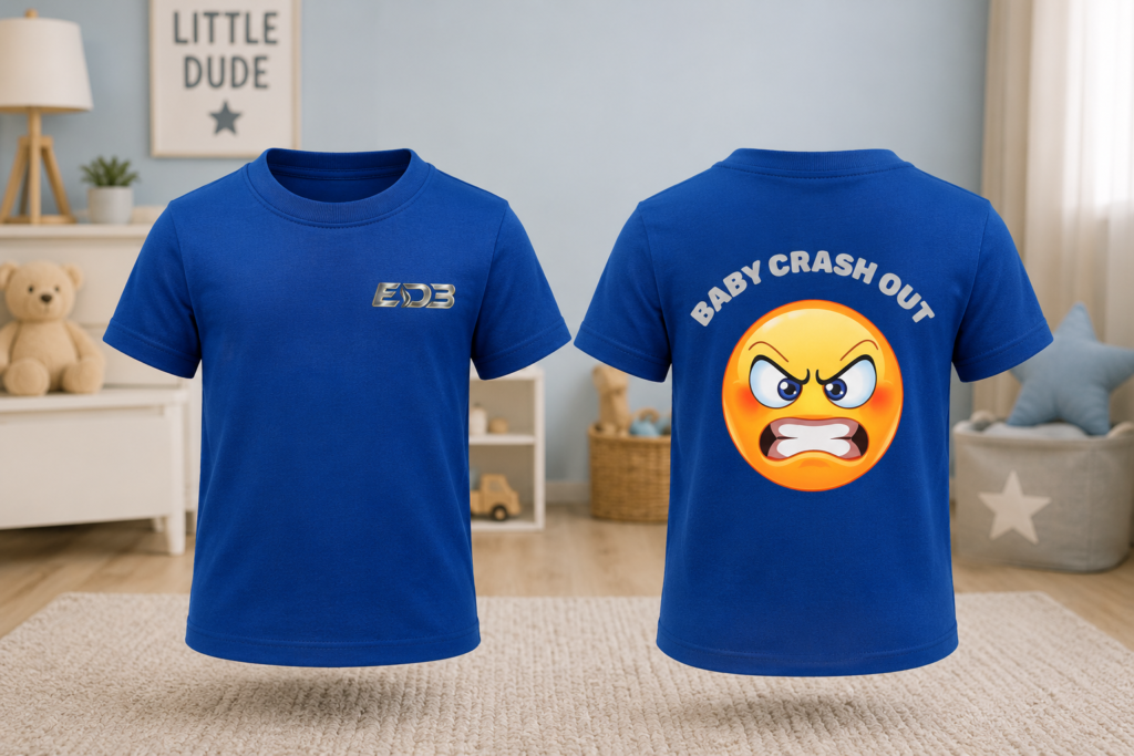 ED3 Toddler T-Shirt — "Baby Crash Out" Angry Emoji Graphic