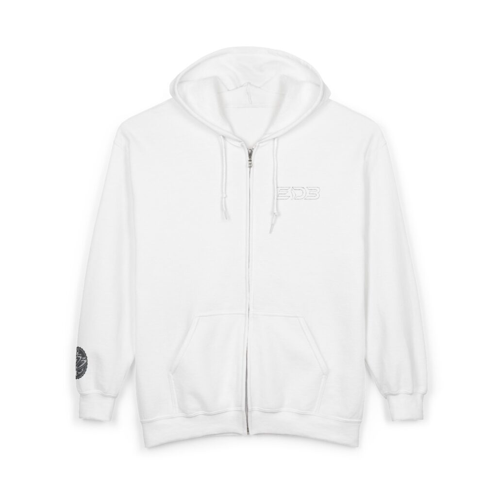 ED3 Full-Zip Hoodie — Minimal Emblem Zip-Up Sweatshirt