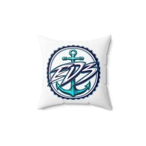 ED3 Nautical Anchor Logo Throw Pillow — Graphic Spun Polyester Cushion