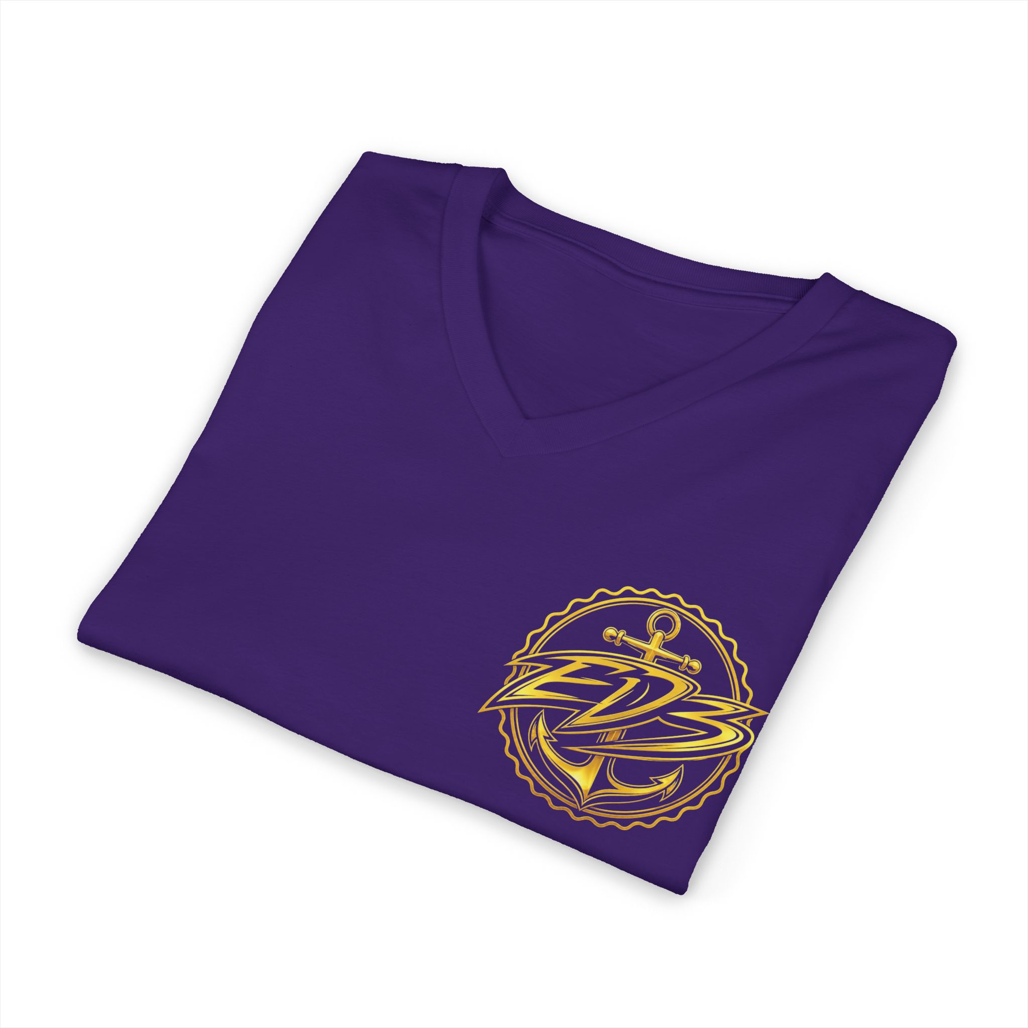 EDB Anchor V-Neck Tee — Nautical Logo Short Sleeve Shirt - Image 25