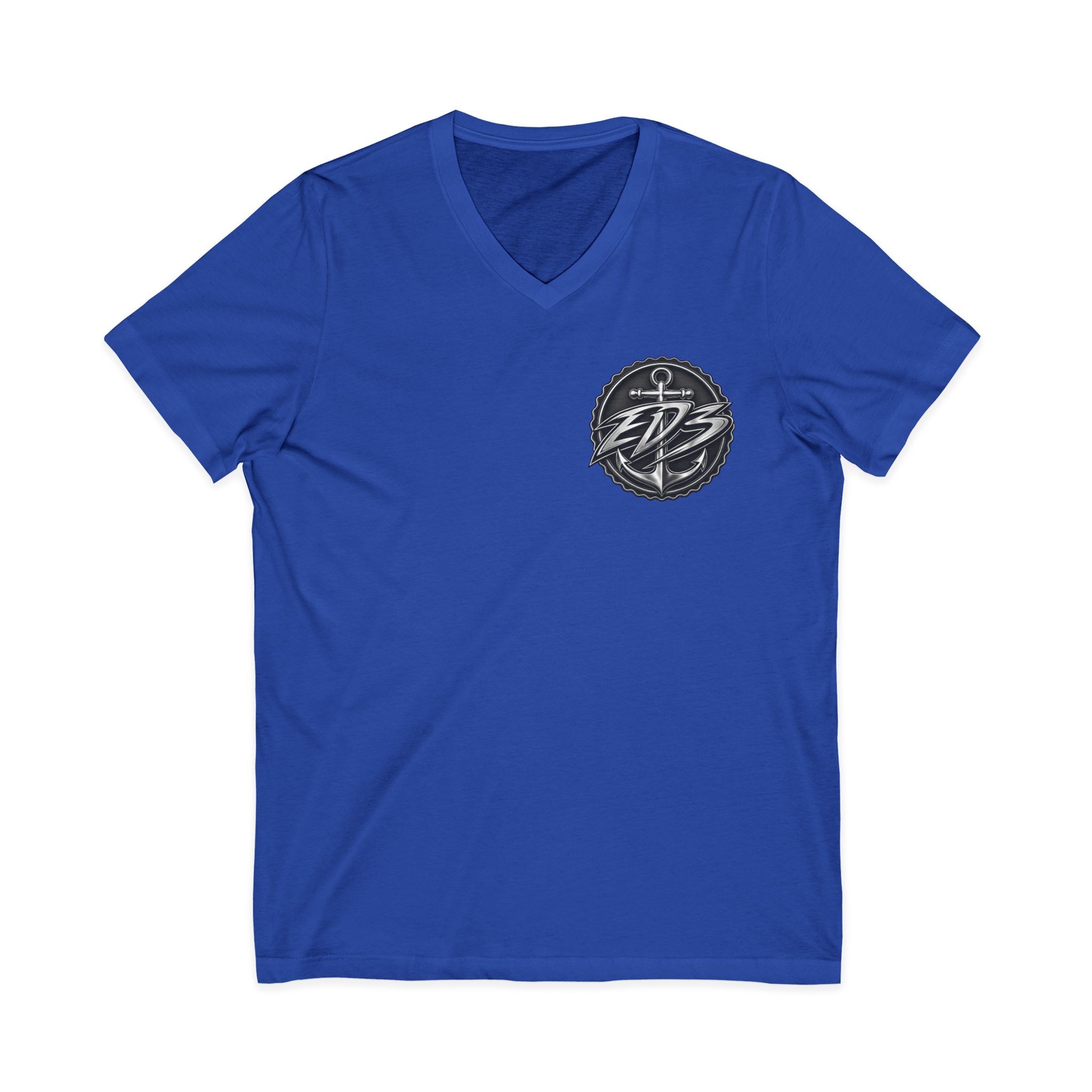 EDB Anchor V-Neck Tee — Nautical Logo Short Sleeve Shirt - Image 17