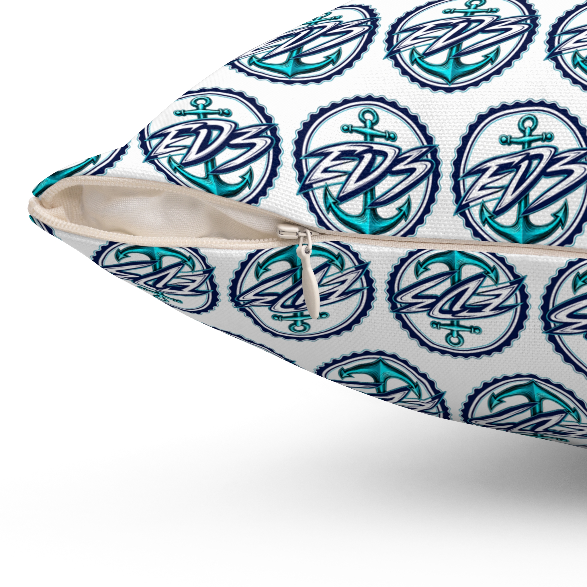 ED3 Nautical Compass Pattern Square Pillow — Coastal Anchor Pillow - Image 4