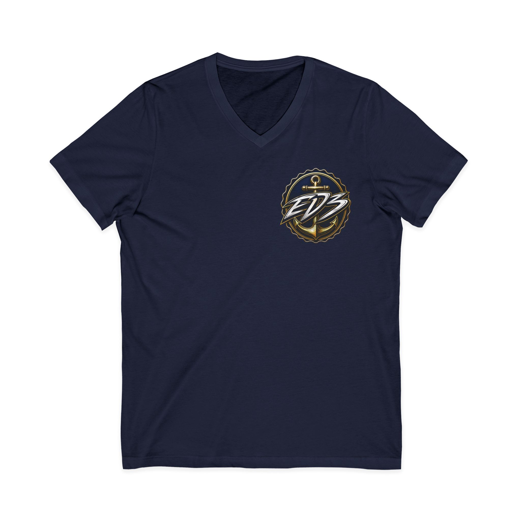 EDB Anchor V-Neck Tee — Nautical Logo Short Sleeve Shirt - Image 8
