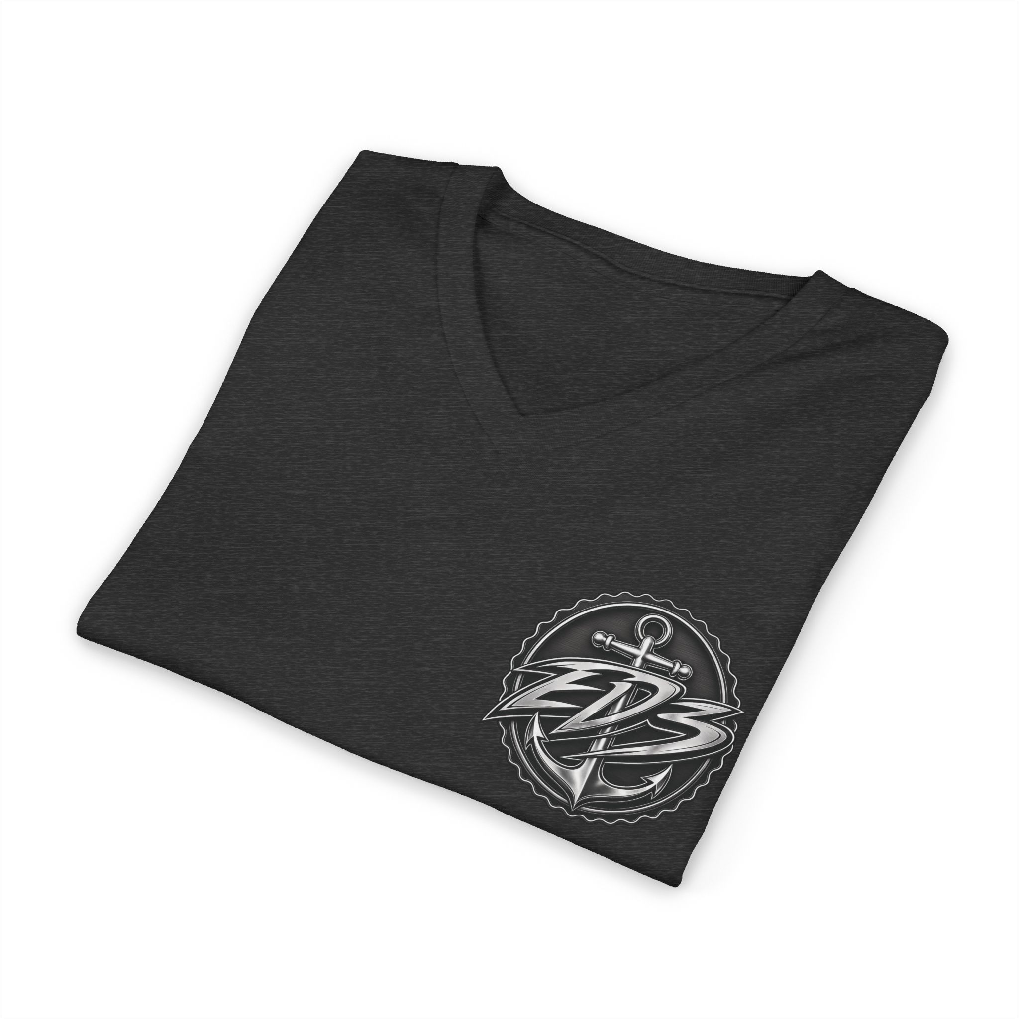 EDB Anchor V-Neck Tee — Nautical Logo Short Sleeve Shirt - Image 31
