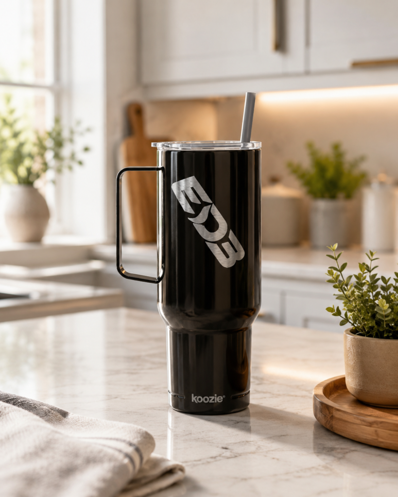 40oz ED3 Engraved Insulated Tumbler with Lid & Straw — Large Travel Mug for Cold & Hot Drinks