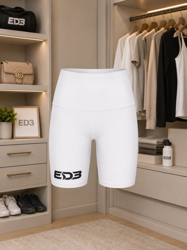 Women's ED3 Workout Shorts - Minimal EDB Logo Athletic Biker Shorts