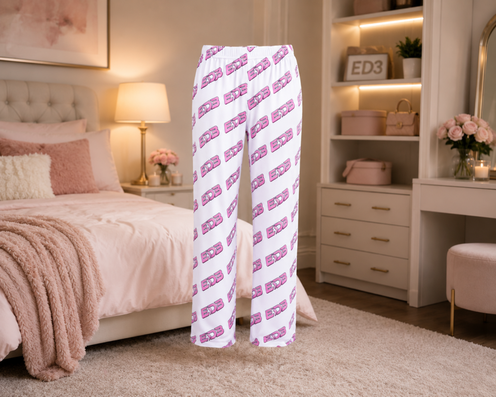 Pink ED3 Women's Pajama Pants — Cozy All-Over Print Loungewear
