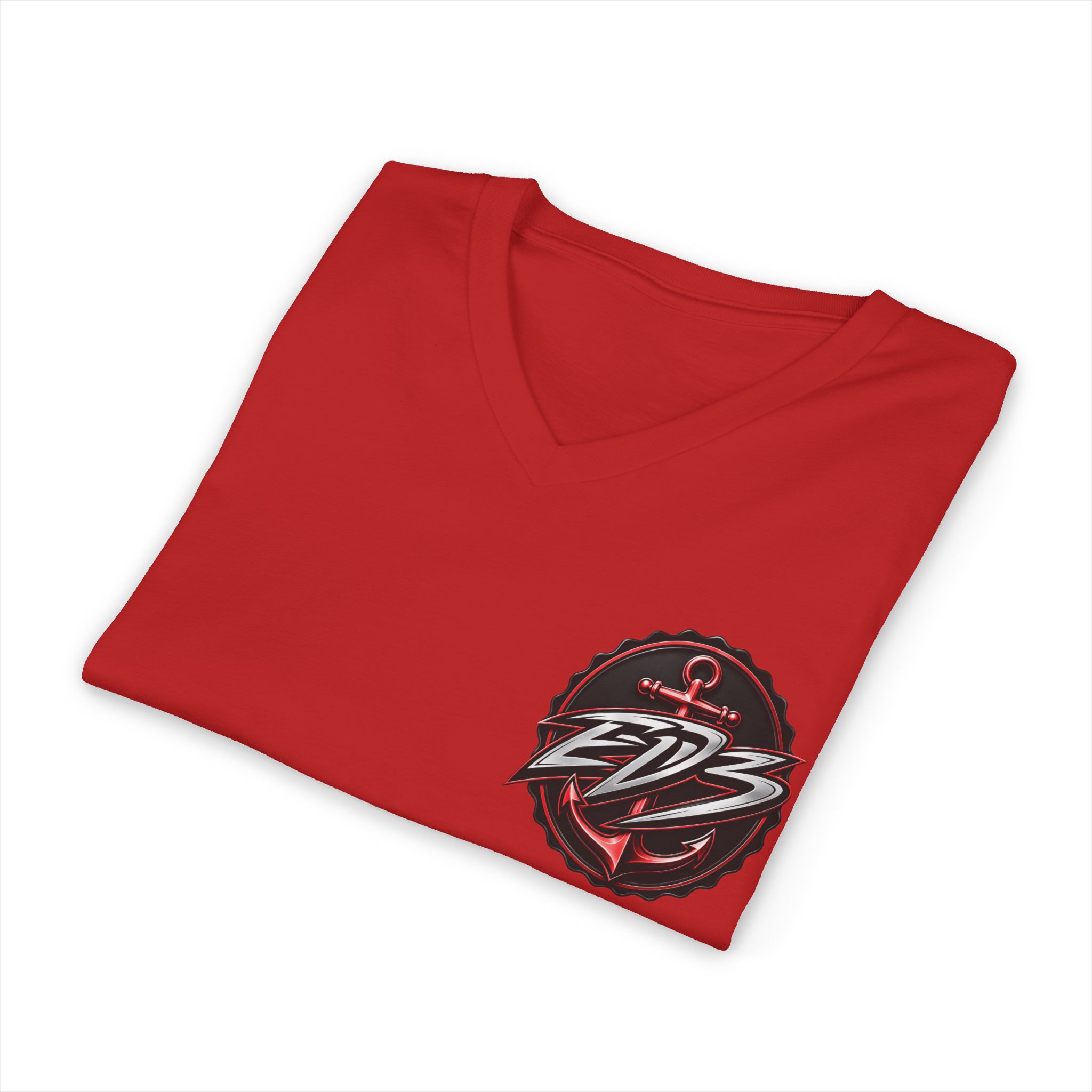 EDB Anchor V-Neck Tee — Nautical Logo Short Sleeve Shirt - Image 13