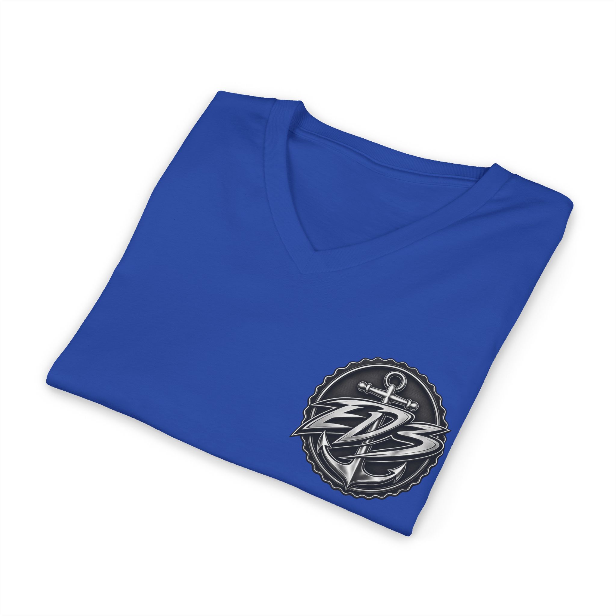 EDB Anchor V-Neck Tee — Nautical Logo Short Sleeve Shirt - Image 19
