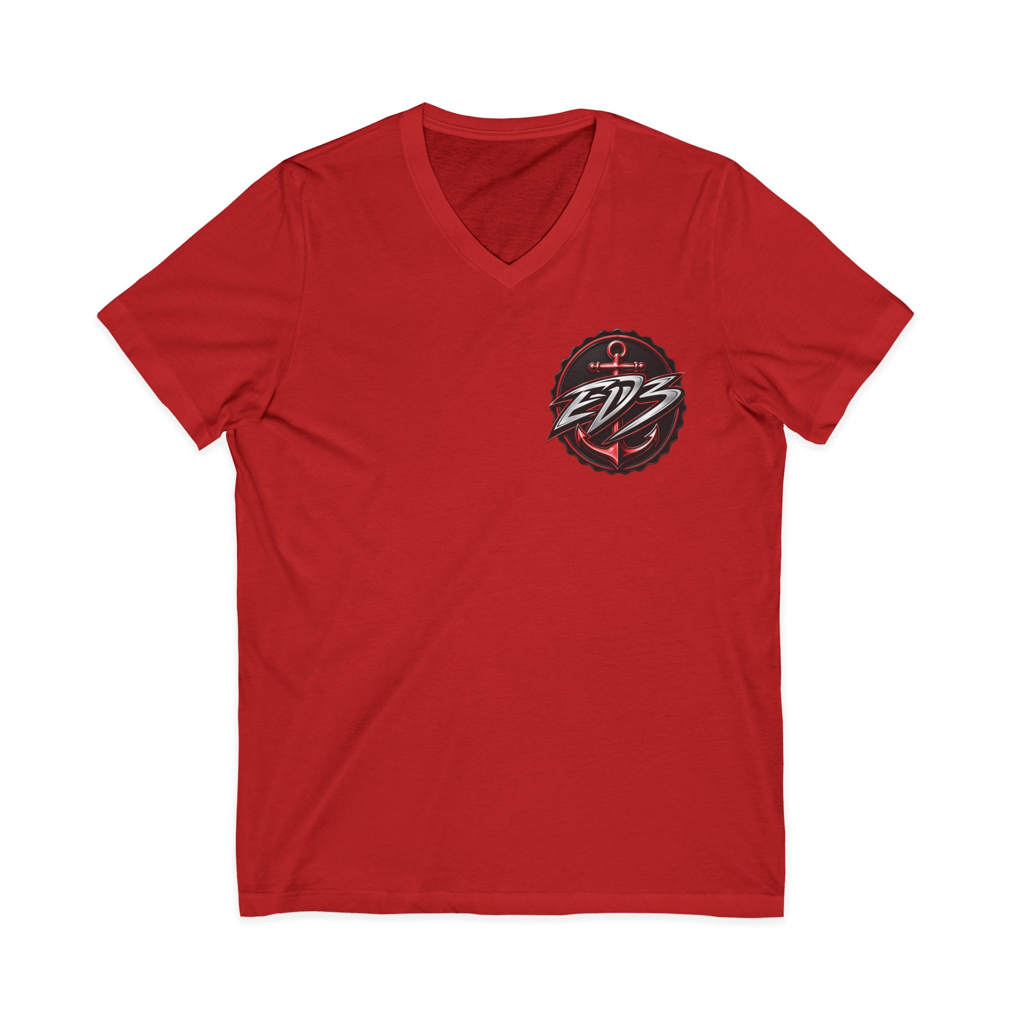 EDB Anchor V-Neck Tee — Nautical Logo Short Sleeve Shirt - Image 11