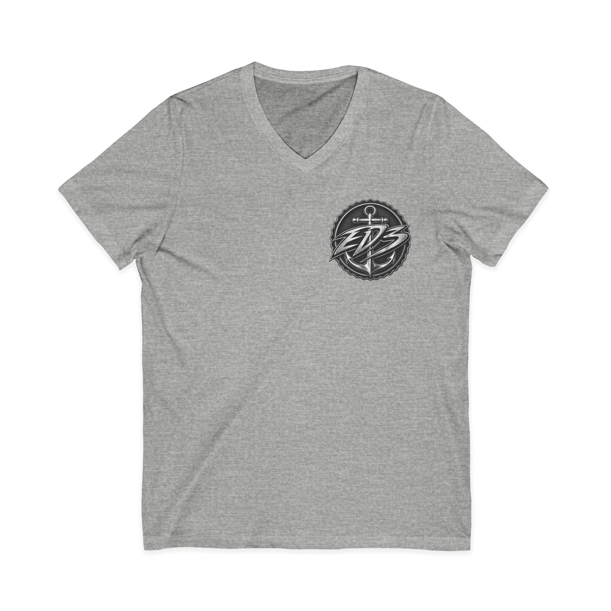 EDB Anchor V-Neck Tee — Nautical Logo Short Sleeve Shirt - Image 14
