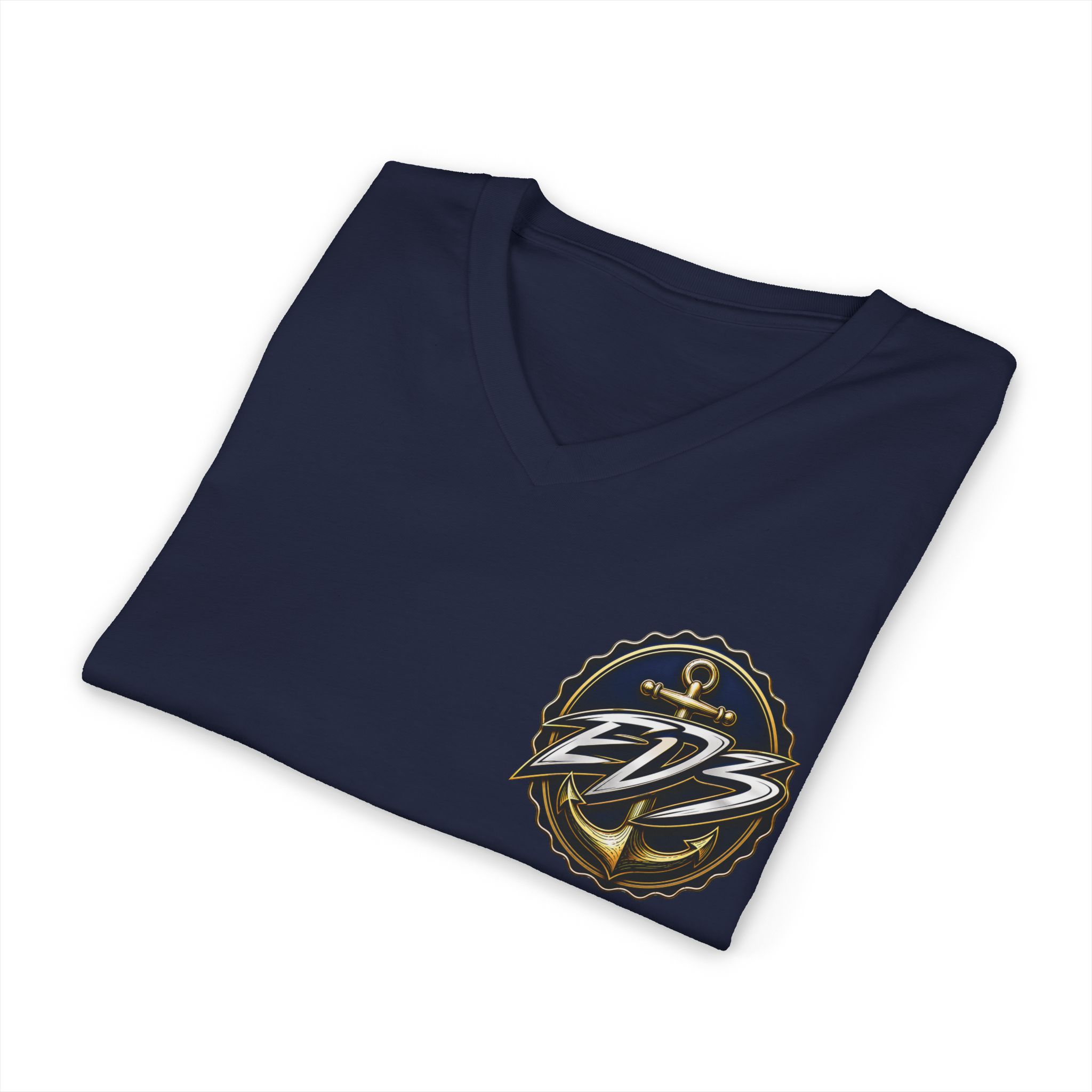 EDB Anchor V-Neck Tee — Nautical Logo Short Sleeve Shirt - Image 10